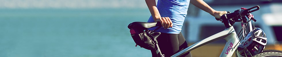 Cyclist riding bike with a comfortable saddle